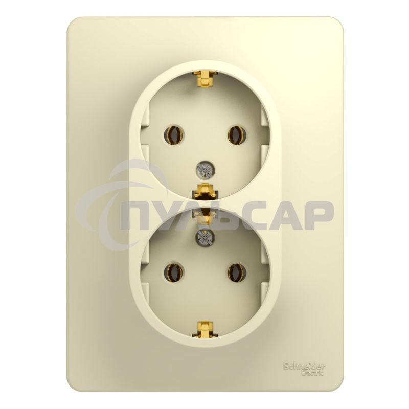 Розетка 2-м СП Glossa с заземл. в сборе беж. SchE GSL000224