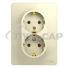 Розетка 2-м СП Glossa с заземл. в сборе беж. SchE GSL000224