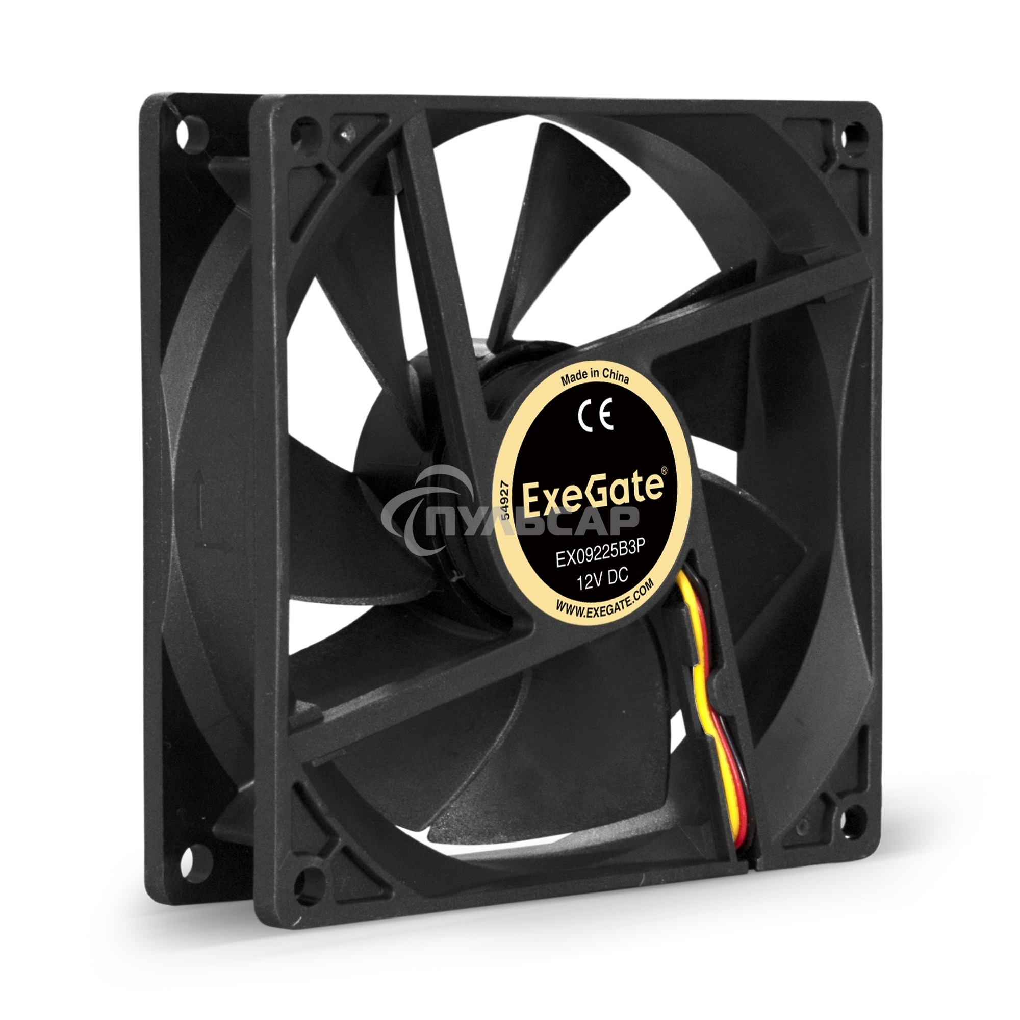 Вентилятор для корпуса ExeGate EX09225B3P черный, 92 мм, 2150 об/мин, 27 дБ, 3 pin
