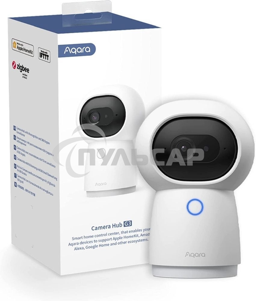 Камера AQARA Camera Hub G3/Камера+ управления/Управление жестами/Камера 360/2K 2304х1296p/Протокол связи:Zigbee/WiFi/Питание:USB-C/ белый CH-H03