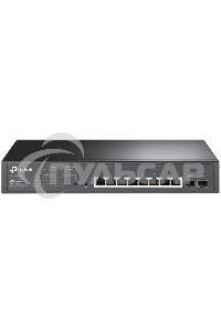 Коммутатор TP-Link JetStream 10-Port Gigabit Smart Switch with 8-Port PoE+, 8× Gigabit PoE+ Ports, 2× Gigabit SFP Slots, 802.3at/af, 150 W PoE Power, 1U 13-inch Rack-mountable Steel CaseIntegration with Omada SDN Controller, 802.1Q VLAN, STP/RSTP/MSTP, IG