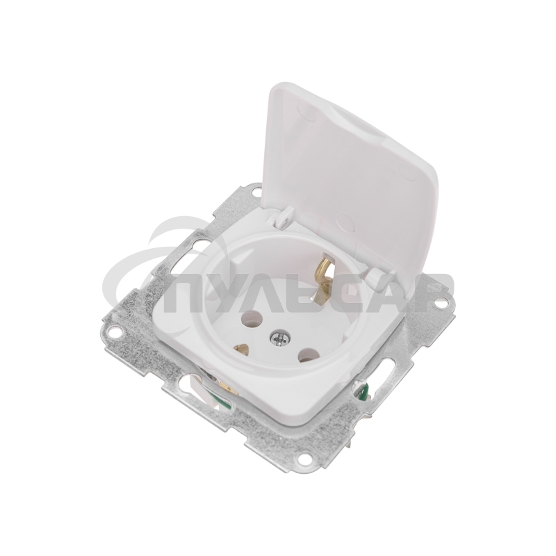 Розетка 1-ая с/з DEA с крышкой с/у 16А мех. Бел KRANZ