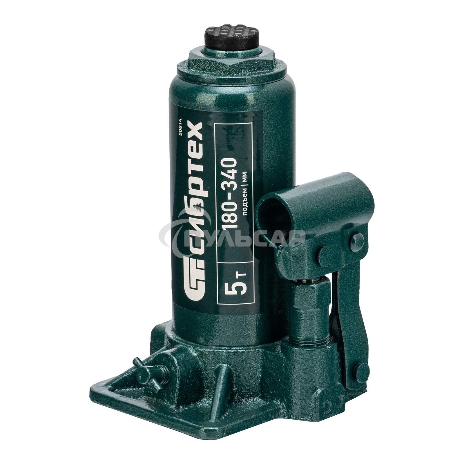 Домкрат гидравлический Сибртех бутылочный, 5т, 180-340мм, в пласт. кейсе