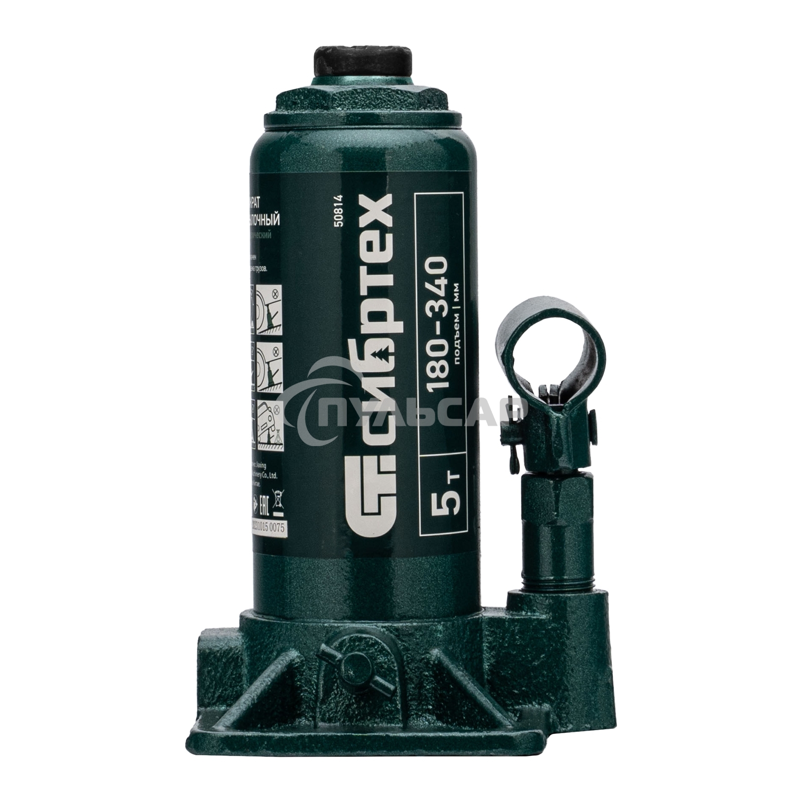 Домкрат гидравлический Сибртех бутылочный, 5т, 180-340мм, в пласт. кейсе