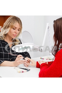 Лупа на струбцине Rexant, круглая, 5D, с подсветкой 96 LED, теплый и холодный свет, белая