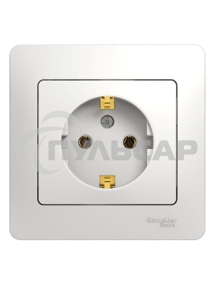 Розетка 1-м СП Glossa 16А с заземл. в сборе бел. SchE GSL000142