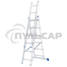 Лестница Сибртех, 3 х 6 ступеней, алюминиевая, трехсекционная, 97816