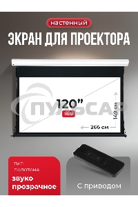 Экран для проектора S'OK Apollo SGPSMT-266x149A бокового натяжения, звукопрозрачный, белый к