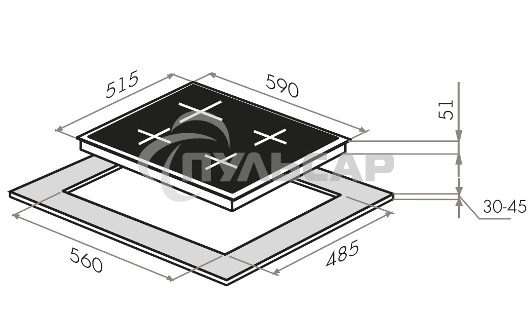 Газовая варочная панель Maunfeld EGHG.64.23CW/G