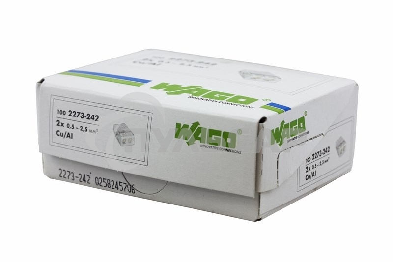 Клемма с пастой 2-пров. 0.5-2.5мм2 однож. белый (уп/100шт) 2273-242 WAGO