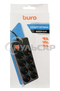Сетевой фильтр Buro 800SH-5-B 5м (8 розеток) черный (коробка)