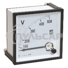 Вольтметр Э47 72х72мм 500В кл. точн. 1.5 ИЭК IPV10-6-0500-E