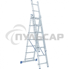 Лестница, 3 х 7 ступеней, алюминиевая, трехсекционная, Россия Сибртех 97817