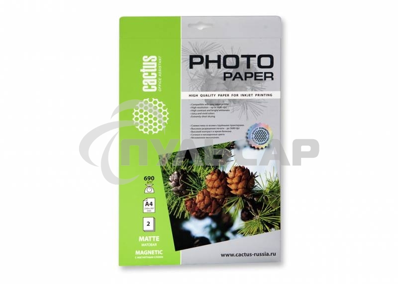 Фотобумага с магнитным слоем Cactus CS-MMA46902 матовая А4 690 г/м2 2 листа