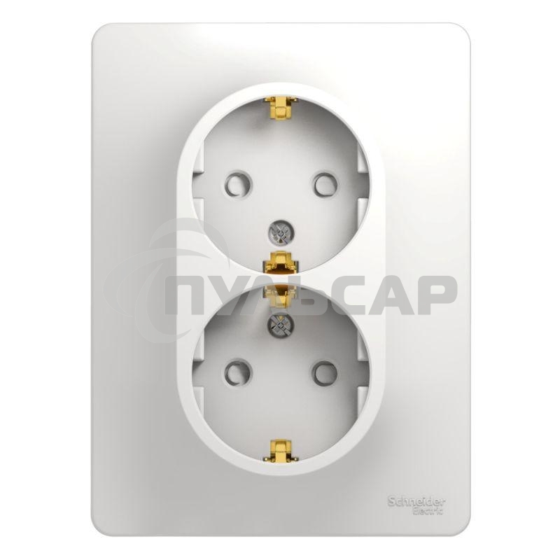 Розетка 2-м СП Glossa защ. шторки с заземл. в сборе бел. SchE GSL000126