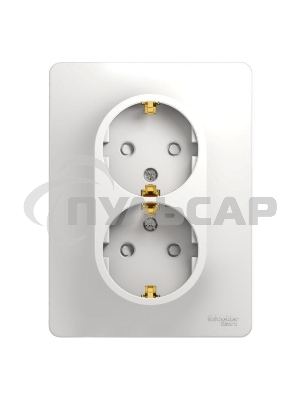 Розетка 2-м СП Glossa защ. шторки с заземл. в сборе бел. SchE GSL000126