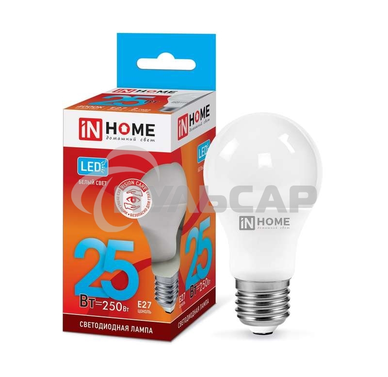 Лампа светодиодная IN HOME LED-A65-VC 25Вт 230В E27 4000К 2250лм 4690612024080