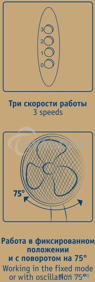 Вентилятор напольный Scarlett SC-SF111B29 45Вт скоростей:3 белый/голубой