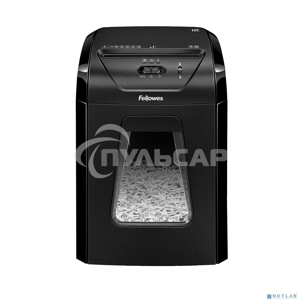 Шредер Fellowes PowerShred 12C FS-71201 DIN P-4, 4х40мм, 12лст., 18лтр.,Safety Lock