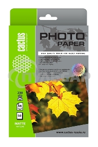 Фотобумага Cactus CS-MA623050 A6/230г/м2/50л./белый матовое для струйной печати