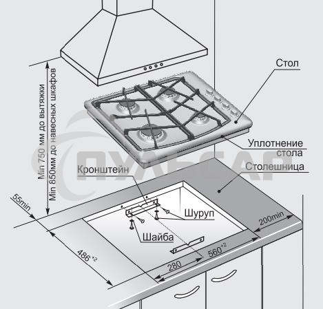 Газовая варочная панель Gefest СГ СН 1211 К17
