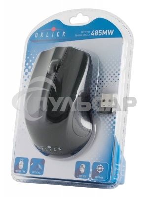 Мышь беспроводная Oklick 485MW черный, 1200 dpi, радиоканал, USB, кнопки - 3