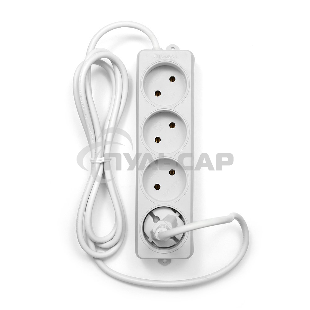 Удлинитель Гарнизон EL-NL4-W-2, 4 розетки допустимый ток 10А, длина 2 м.