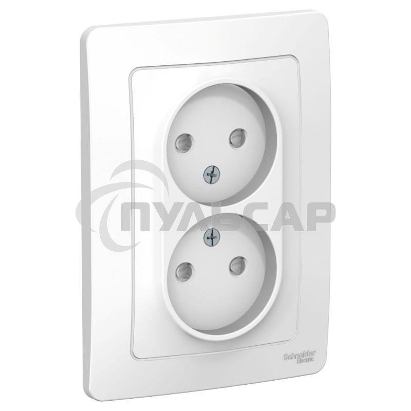 Розетка 2-м СП BLANCA 16А 250В защ. шторки без заземл. бел. SchE BLNRS000121