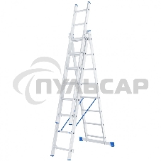 Лестница Сибртех, 3 х 8 ступеней, алюминиевая, трехсекционная, 97818