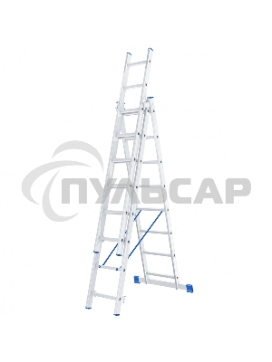 Лестница Сибртех, 3 х 8 ступеней, алюминиевая, трехсекционная, 97818