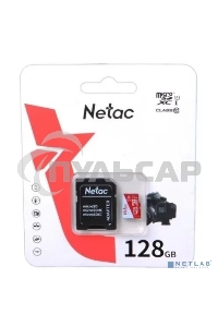 Флеш карта Netac P500 ECO 128Gb MicroSDXC U1/C10 up to 80Mb/s, retail pack with SD Adapter