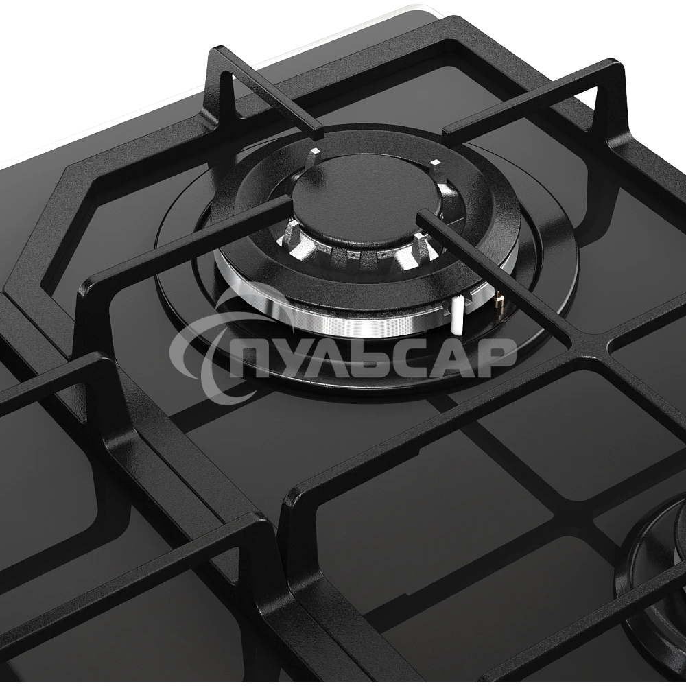 Варочная поверхность MONSHER/ Варочная поверхность MONSHER, газ, High-Tech, 59 см, автоматический электроподжиг, газ-контроль, форсунки под сжиженый газ, SABAF конфорки, чугунные решетки, черный