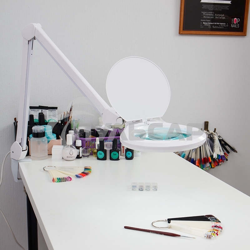 Лупа на струбцине Rexant, круглая, 5D, с подсветкой 72 SMD, сенсорный регулятор яркости, белая