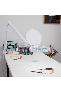 Лупа на струбцине Rexant, круглая, 5D, с подсветкой 72 SMD, сенсорный регулятор яркости, белая