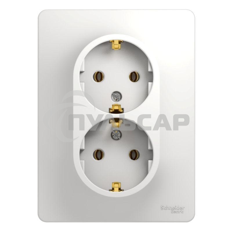 Розетка 2-м СП Glossa с заземл. в сборе бел. SchE GSL000124