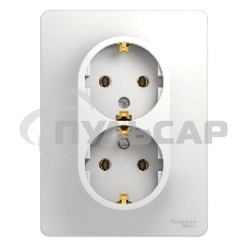 Розетка 2-м СП Glossa с заземл. в сборе бел. SchE GSL000124