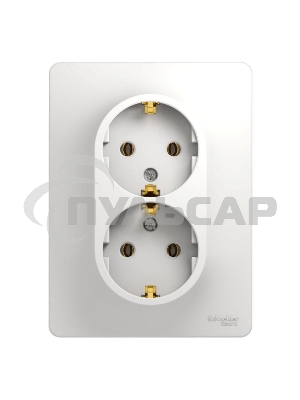 Розетка 2-м СП Glossa с заземл. в сборе бел. SchE GSL000124