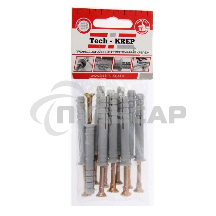 Дюбель-гвоздь 8х60 с потайной манжетой полипропилен (уп.20шт) коробка Tech-Krep 112715