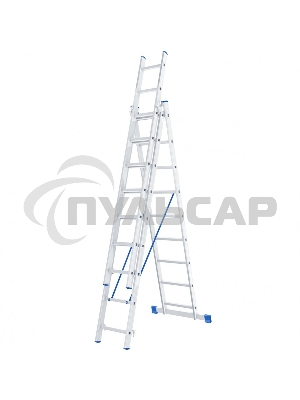 Лестница Сибртех, 3 х 9 ступеней, алюминиевая, трехсекционная, 97819
