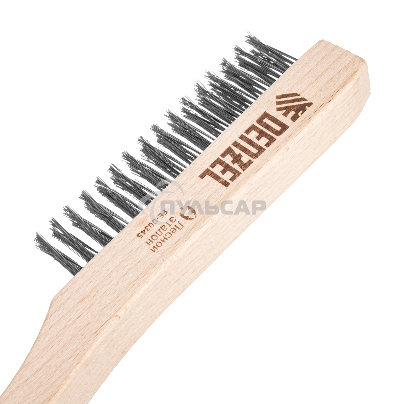 Щетка зачистная Denzel 3-х рядная, прямая проволока из нержавеющей стали с деревянной ручкой, EFP