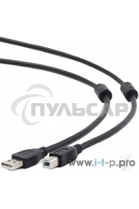 Кабель USB2.0 Pro Cablexpert CCF2-USB2-AMBM-6, AM/BM, 1.8м, экран, 2феррит.кольца, черный, пакет