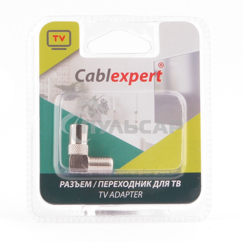 Переходник Cablexpert APL-FTVM-02, F (мама) / TV (папа), 90 градусов, блистер