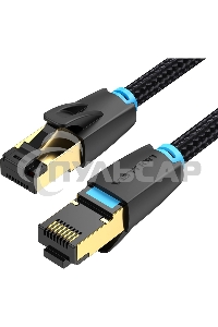 Патч-корд Vention прямой SFTP cat.8 RJ45 - 2м. черный Тканевая оплетка