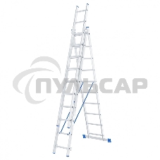 Лестница Сибртех, 3 х 10 ступеней, алюминиевая, трехсекционная, 97820