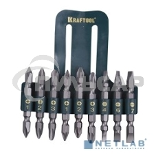 Набор KRAFTOOL Биты двухсторонние, в пласт. держателе, Cr-V, 9 предметов