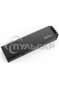Флешка USB Netac U351 64 Gb <NT03U351N-064G-20BK>, USB 2.0, с колпачком, металлическая черная