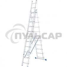 Лестница Сибртех 3 х 11 ступеней, алюминиевая, трехсекционная, 97821