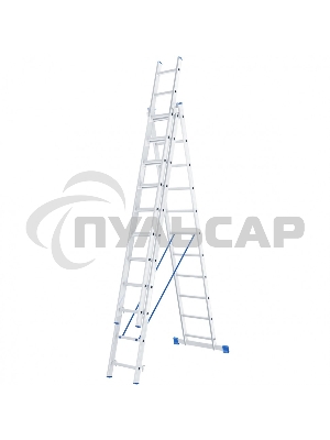 Лестница Сибртех 3 х 11 ступеней, алюминиевая, трехсекционная, 97821