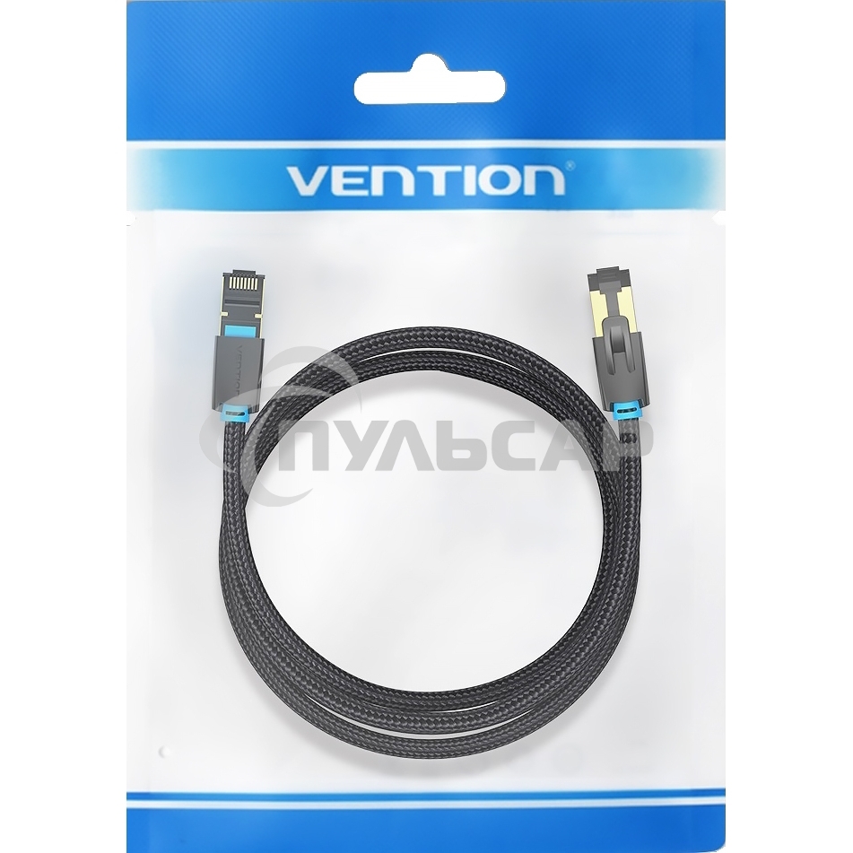 Патч-корд Vention прямой SFTP cat.8 RJ45 - 2м. черный Тканевая оплетка