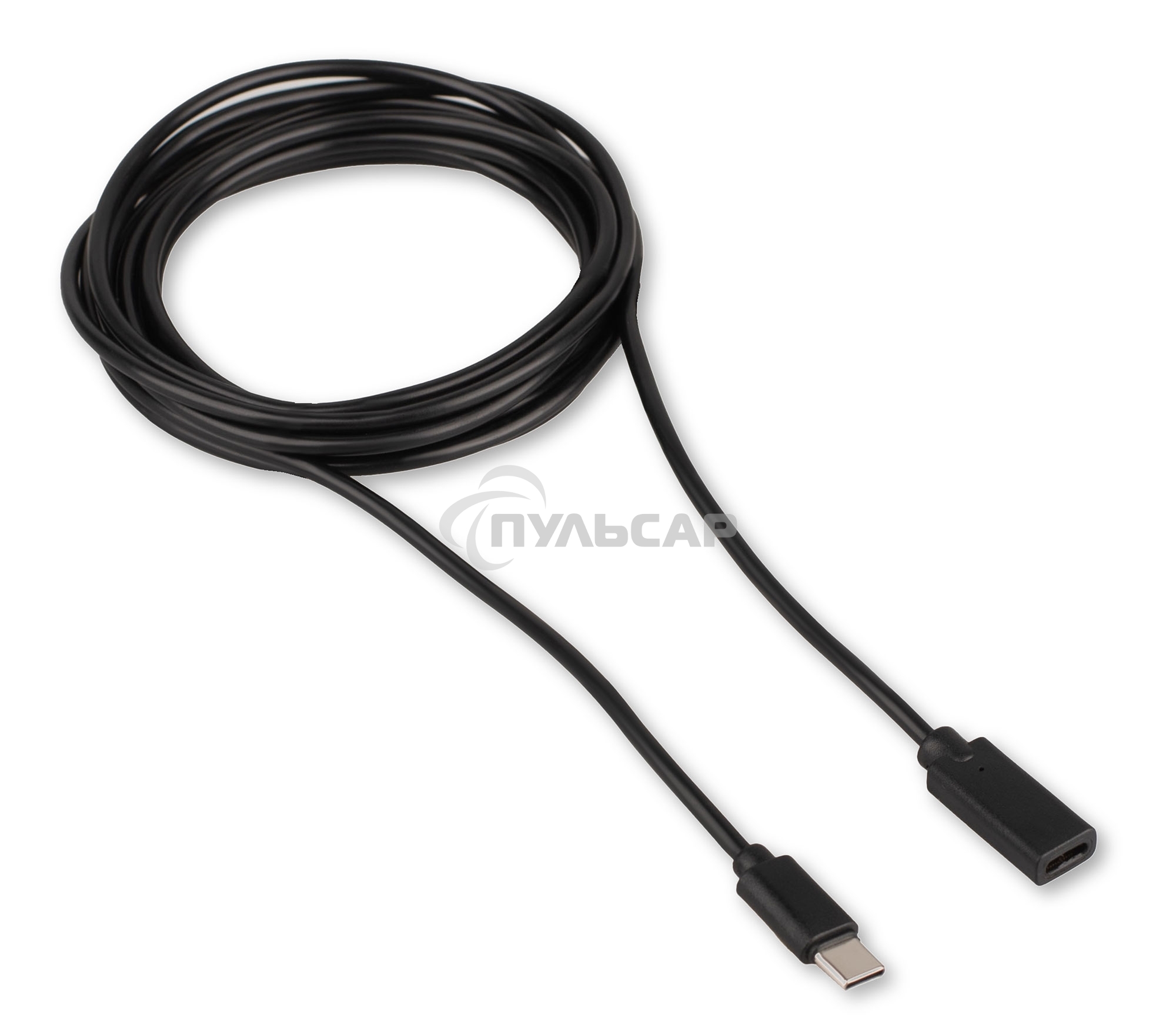Кабель-удлинитель USB2.0 Cablexpert CCP-USB2-CMCF-3M, Type-C(М)/Type-C(F), 3А, 60Вт, PD/QC3.0, медь, Pro, 3м, черный, пакет